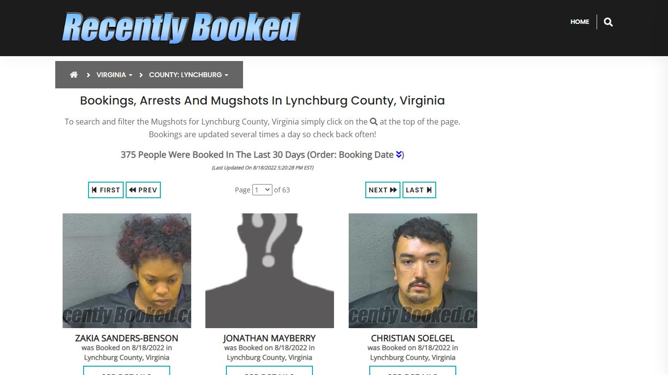 Bookings, Arrests and Mugshots in Lynchburg County, Virginia